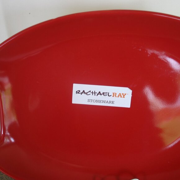 Rachel Ray Stoneware NWT Red Oval Platter 12.5" b-210 - Picture 3 of 6